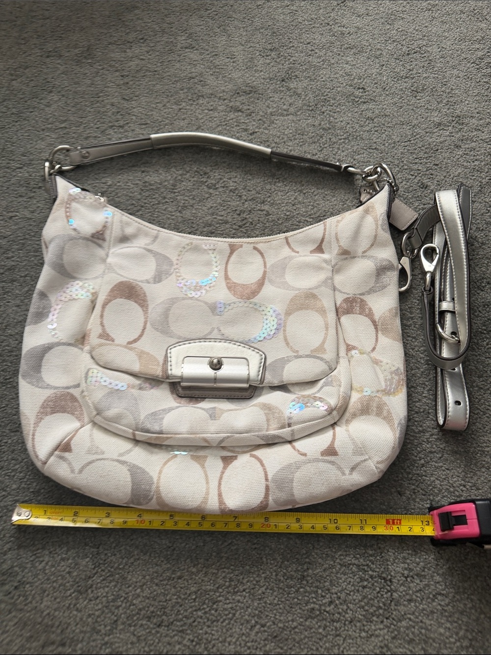 Coach Signature Sequin Shoulder Bag - Picture 3 of 6